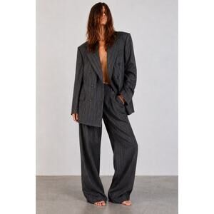 Vintage Christian Dior Oversized Blazer Suit Jacket Wool Designer Charcoal Gray